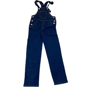 Kids Overalls Size 28x26 Straight Leg Bib Buckle Casual Blue Denim Dark Wash